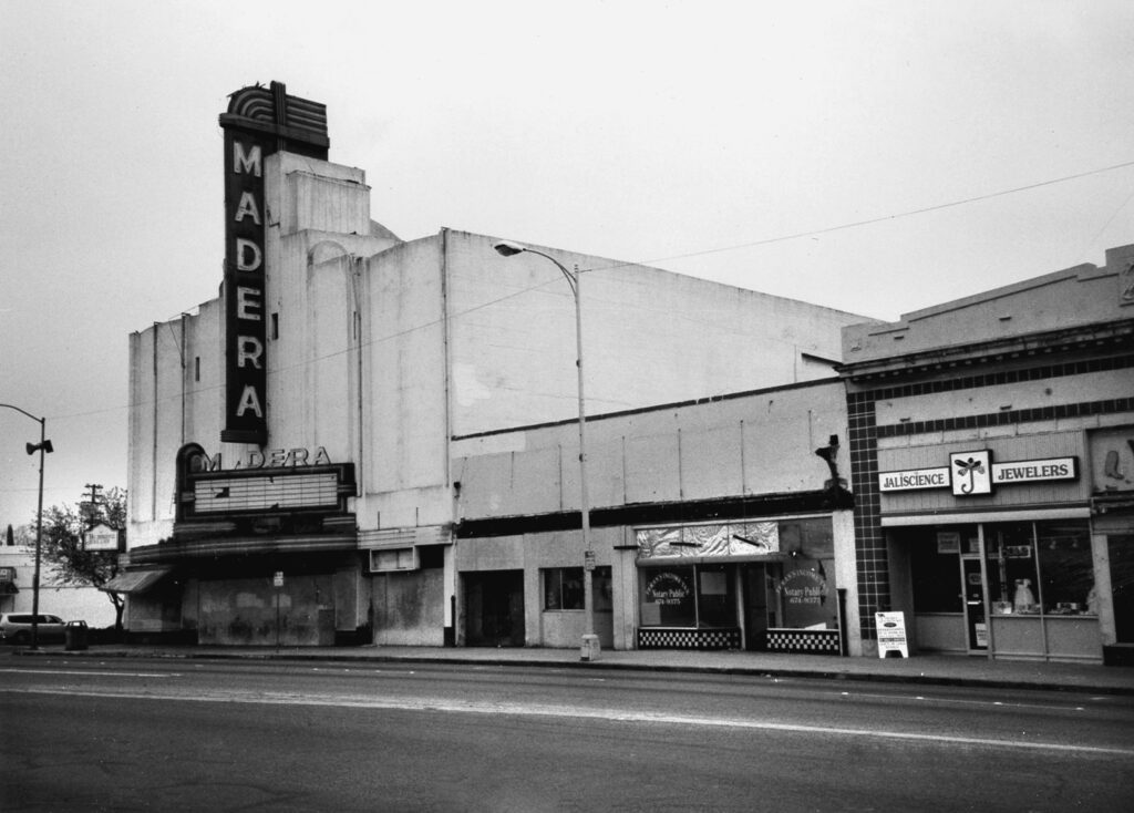picture of the abandoned Madera Theater in disrepair, 1990s