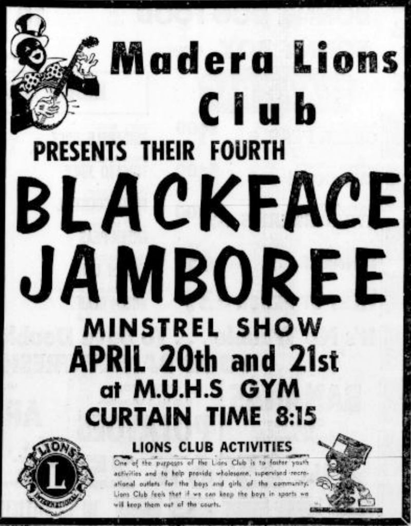 Blackface Jamboree - Madera Lions club event - first half of the 20th century
