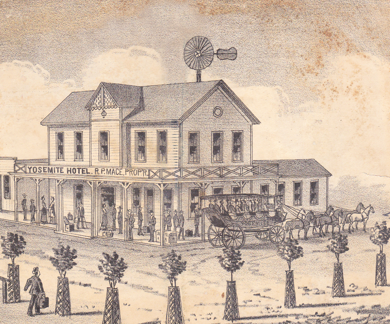 Drawing of the Yosemite Hotel and Doctor's Office
